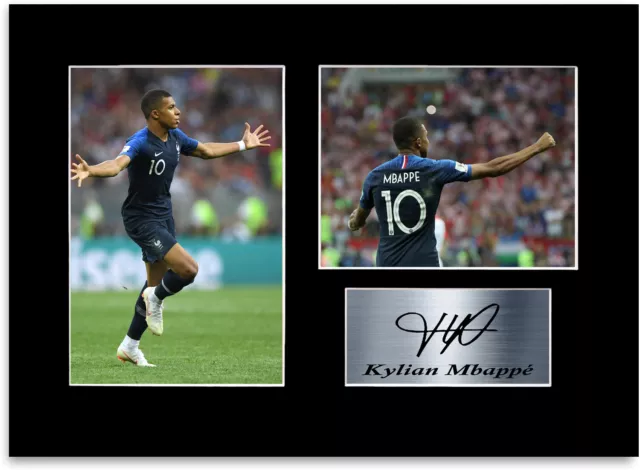 Kylian Mbappé France Psg Player Signed Autograph Photo Display Mount Gift A4