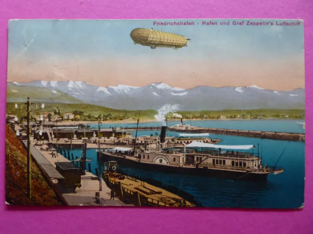 CARTOLINA - FRIEDRICHSHAFEN - BODENSEE - ZEPPELIN + VAPORE - corsa a Donzdorf