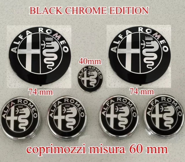 Kit Loghi Alfa Romeo Giulietta Giulia 159 Gt Stemma Fregio Black Nero Cromato