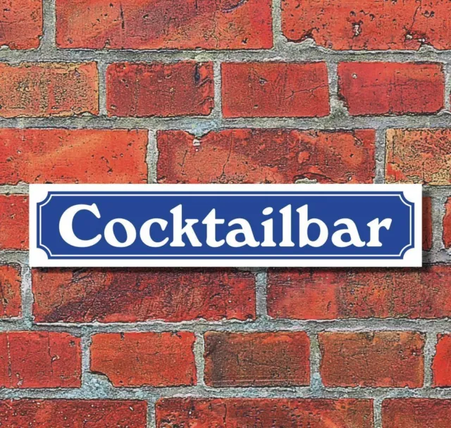 Schild im Straßenschild-Design "Cocktailbar" - 3 mm Alu-Verbund - 52 x 11 cm