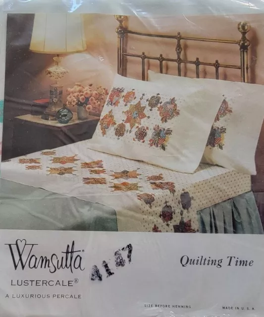 Nuevo de lote antiguo - Juego de funda de almohada ""tiempo de acolchado"" vintage Wamsutta Country Cottage