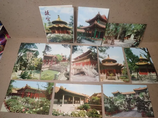 Vintage Ausklappbare Postkartenansichten Broschüren PEKING, KWAI LIN China Farbfotos 3
