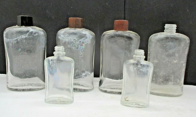 6 Vintage Drene Glass Bottles