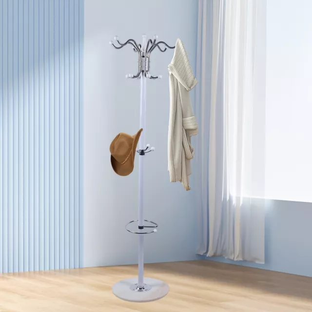 Metal Coat Rack Tree Stand Clothes Hat Bag Hanger Umbrella Holder Home 16 Hooks