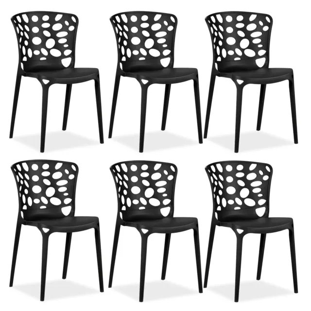 6 Chaises de jardin bistrot en noir chaise design empilable cuisine Homestyle4u