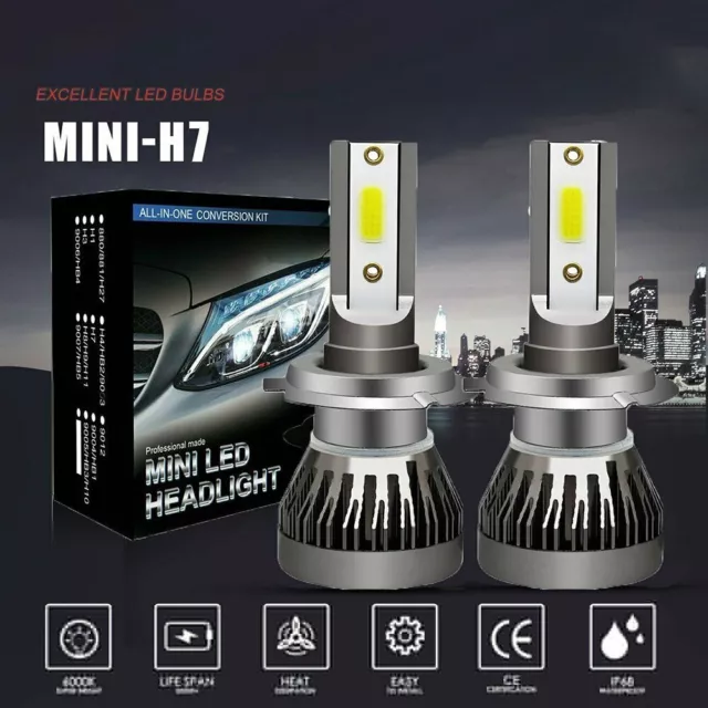2x H7 LED Phare 200W 20000LM Hi/ Bas Kit Ampoules Faisceau 6000K Canbus (Erreur