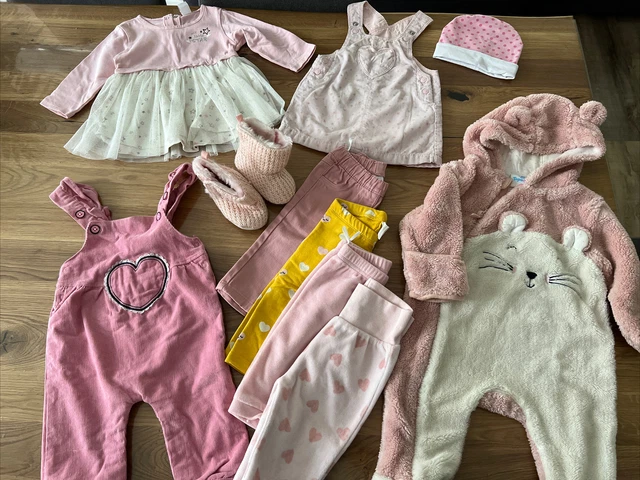 Baby Mädchen Kleidung Set Paket 68  Herbst warm Kleid Strampler Hose Leggins