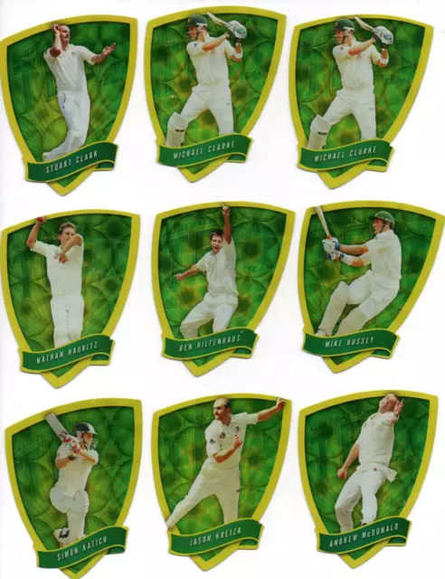 2009-10 CRICKET AUSTRALIA DIE-CUT -13 x BULK MINT CARD LOT / SET TEST TEAM BADGE