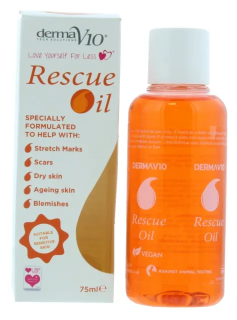 Rescue Oil Stretch Marks Scars Dry Ageing Blemishes Skin Vegan 75 ml Derma V10