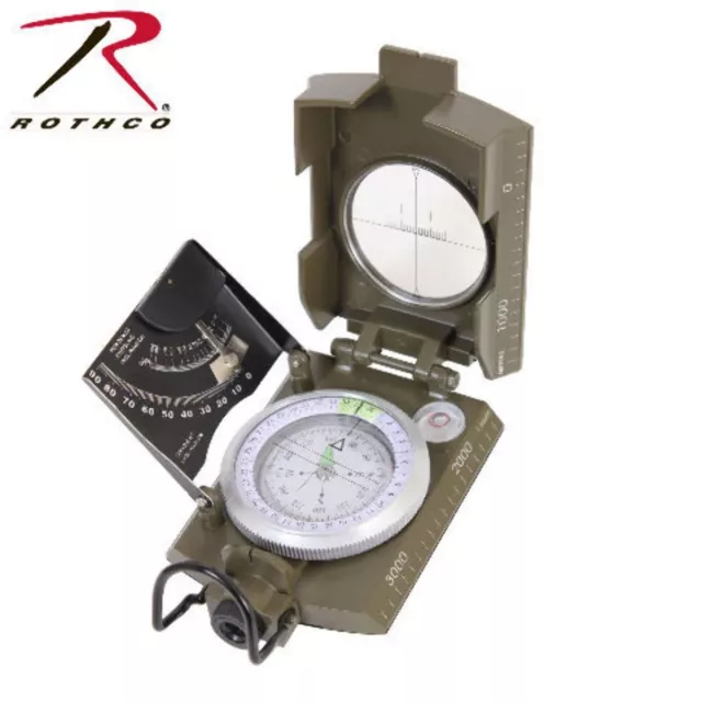 14060 Rothco Deluxe Marching Compass Inclination Scale Level Side Ruler