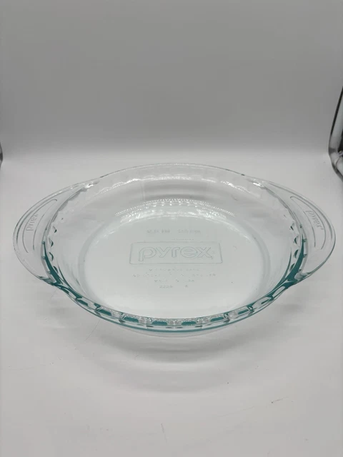 VINTAGE PYREX #2229 12 Deep Dish Pie Plate Large Handles Aqua