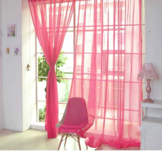 Home Floral Tulle Voile Door Window Curtain Drape Panel Sheer Scarf Valances