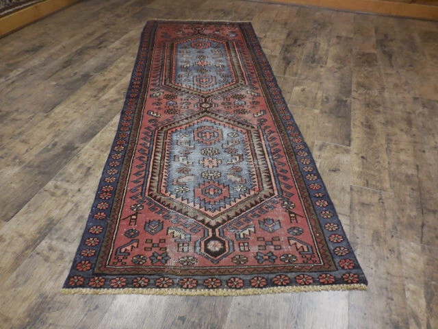 VINTAGE TURKISH HAND MADE GEOMETRIC ANATOLIAN VILLAGE MADE ORIENTAL RUG 3.2x7.3