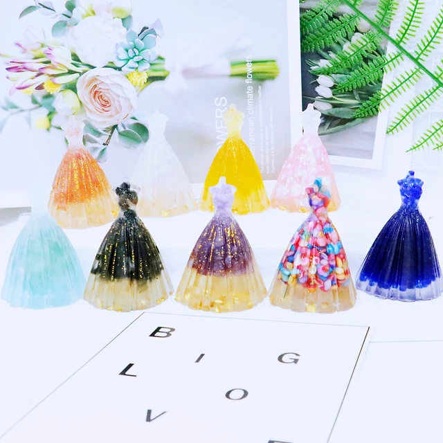 Wedding Dress Crystal Figurine Decoration Bridal Skirt Statue Ornament Desktop