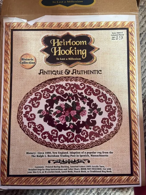 Heirloom Hooking - Kit de alfombras florales coloniales - #60515 - ovalado antiguo y auténtico