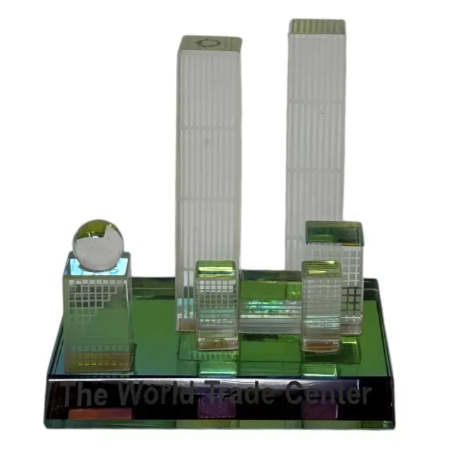World Trade Center Twin Towers Prism Crystal Glass Sculpture 9/11 Vintage NYC
