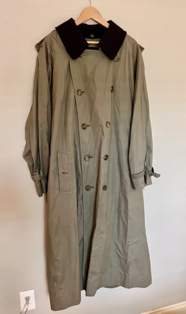 Vintage Burberry Trench Coat Mens Sz 46L Removable 100% Wool Double Breasted