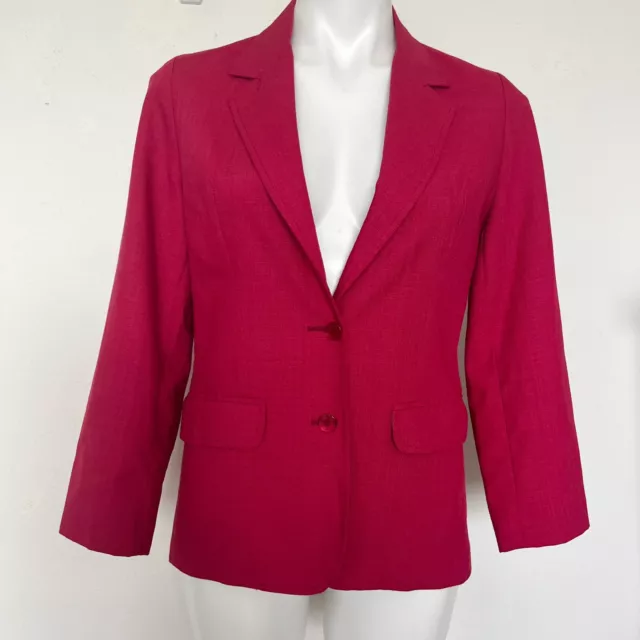 Oscar De La Renta LINEN Red Blazer Designer Jacket SMALL Womens