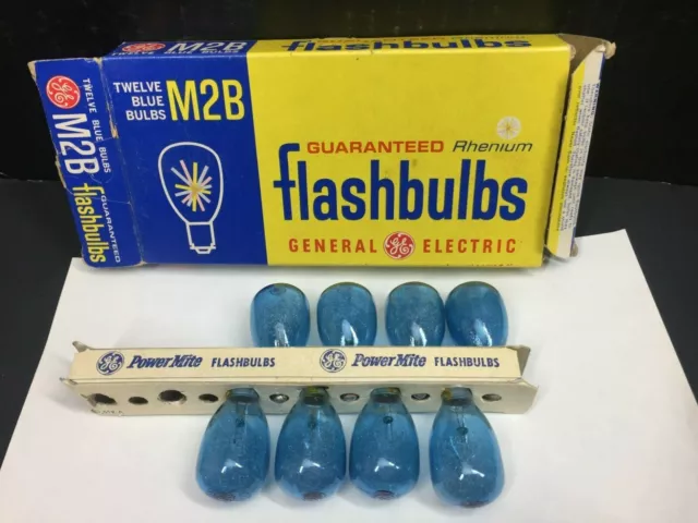 8 bombillas azules vintage GE General Electric M2B con caja original