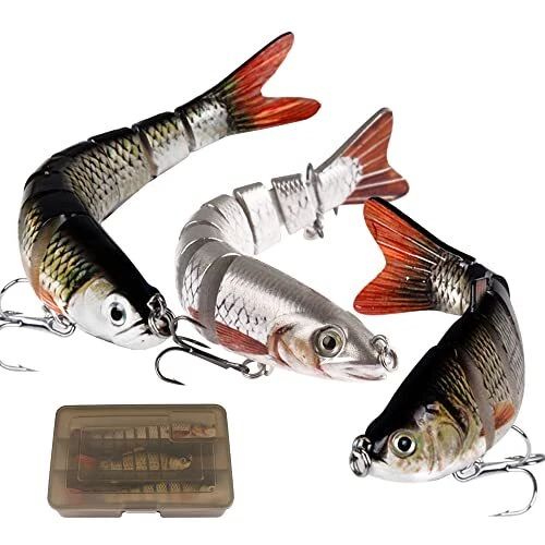 3PCS Leurres de Pêche Articulés 10cm 13cm 13.7cm Poissons Nageurs Swimbait Gl...