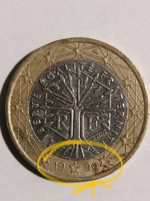 Monnaie 1 Euro France 1999 – Pièce Avec Erreur, état EBC