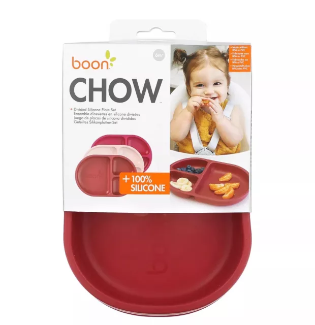 Chow, Divided Silicone Plate Set, 6 Months+, Multicolor, 3 Pack