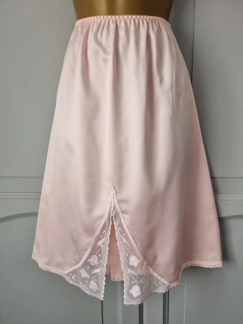 Mezza Slip Da Donna Vintage Marks&Spencer Rosa Raso Liquido Poliestere Taglia 12-14