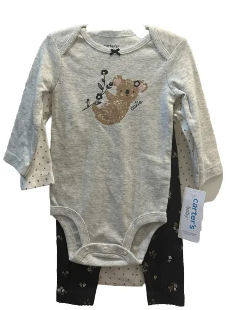 Cute Carters Koala 3-Piece Baby Girl Outfit - Infant Size 6 Months - New