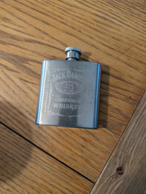 Jack Daniels - Etched - Mini - Stainless Steel Hip Flask