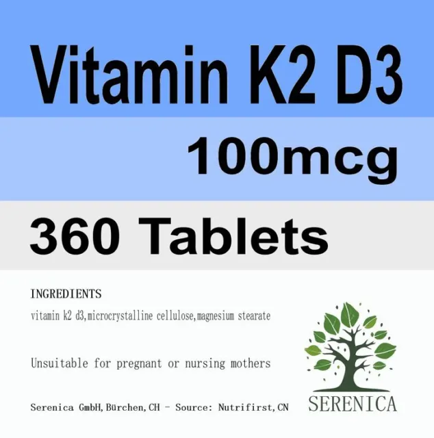 Vitamin K2 100mcg Vitamin D3 5000 IU x 360 Tablets