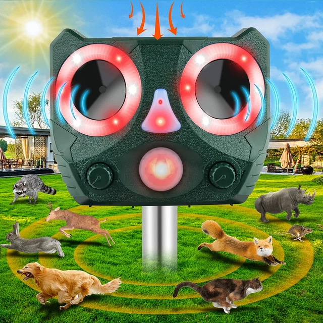 Solar Animal Repeller,2023 New Outdoor Ultrasonic Animal Repellent Waterproof Ca