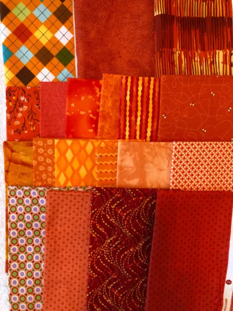 ORANGE QUILTERS BUNDLE #2 20 PIECES 4+ yds Great Variety of Cotton Quilt Fabric