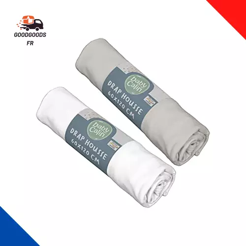 Lot De 2 Draps Housse Blanc/Gris  - 60 X 120 Cm