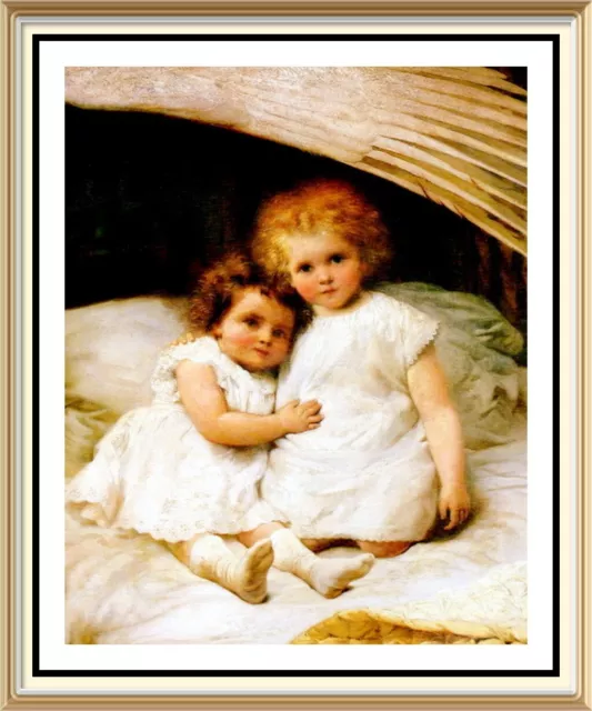 Inspirational William Strutt Print BENEATH THE ANGEL WING GUARDIAN CHILDREN BABY