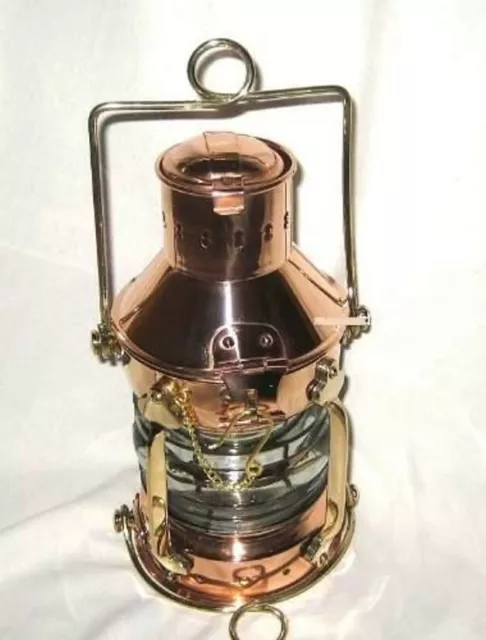 Große Petroleumlampe- Schiffslampe aus Kupfer und Messing 32 cm