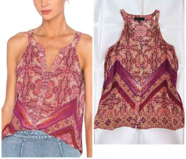 BEAUTIFUL Sanctuary Womens Sz S Paisley Border Print Shell Tank Top Tunic Blouse 2