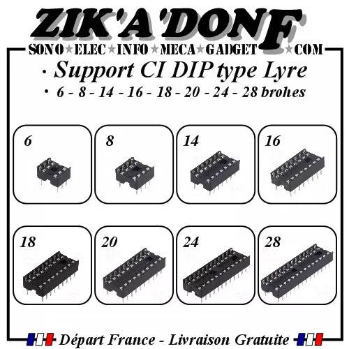 Support CI DIP type Lyre 6 / 8 / 14 / 16 / 18 / 20 / 24 / 28 au choix lot de 2