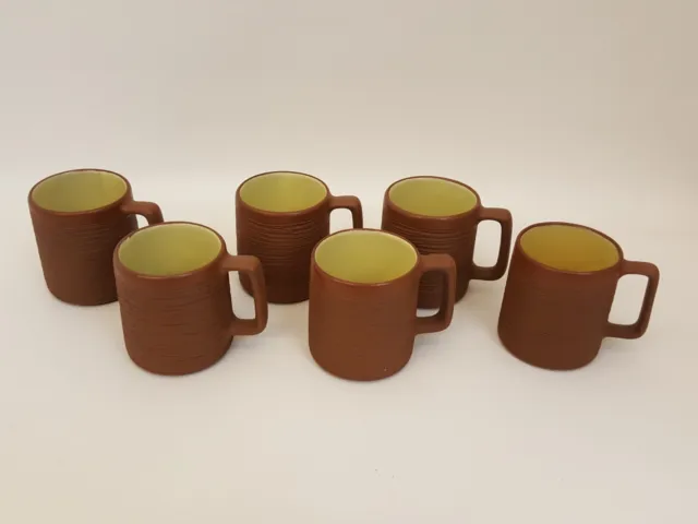 Early Pigeon Forge Tenn pottery textured terracotta coffee cups mugs set of 6