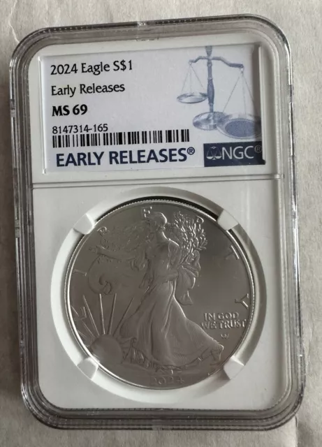 American 2024 $1 Silver Eagle Dollar 1oz NGC MS69 Early Release