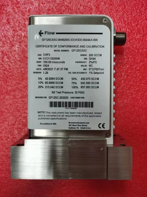 BROOKS GF125CXXC-0049200C-EXVODX-0924AX-000 Mass Flow Controller,GF125C-202925,