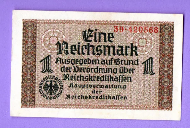 1940-1945 Deutschland Lettland 1 Reichsmark Adler W/H Hakenkreuz UNC 395