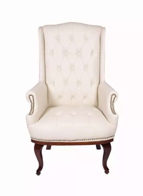 Chesterfield Wing Back Queen Anne High Back Fireside Armchair Sofa Chair Leather