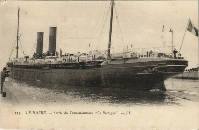 CPA AK Le Havre - Exit du Transatlantique La Bretagne SHIPS (1206319)
