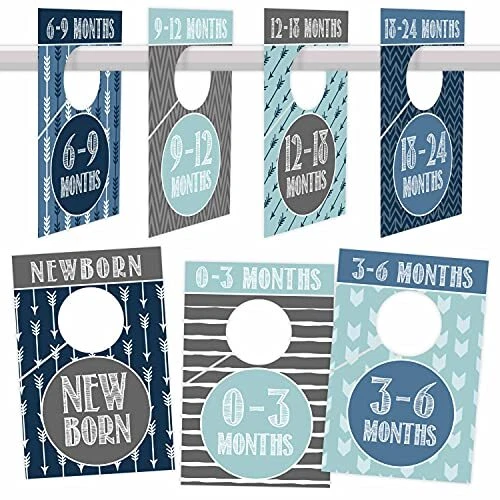 7 Blue Baby Nursery Closet Organizer Dividers For Boys Clothing Age Size Hang...