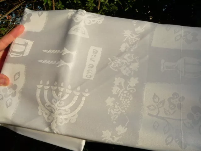 XL 12x5 ft SHABBAT TABLECLOTH Shabbos Shalom Kiddush Jewish Menorah Cup Candles