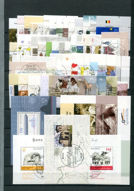 Bund, BRD, Jahrgang 2007, Ecken komplett ESST Berlin ohne Selbstklebende