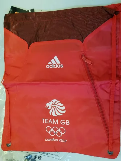Adidas Team GB Olympics London Drawstring Gym Bag Swimming Sports Red V41801