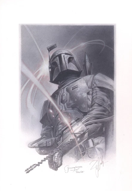 Tsuneo Sanda Original Boba Fett Art Signed Jeremy Bulloch Star Wars Celebration