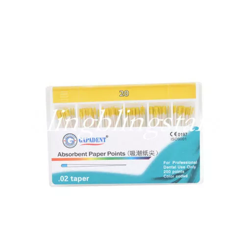 200 Pcs Dental Absorbent Paper Points  #20 Endodontic Gutta Percha Sterile Point