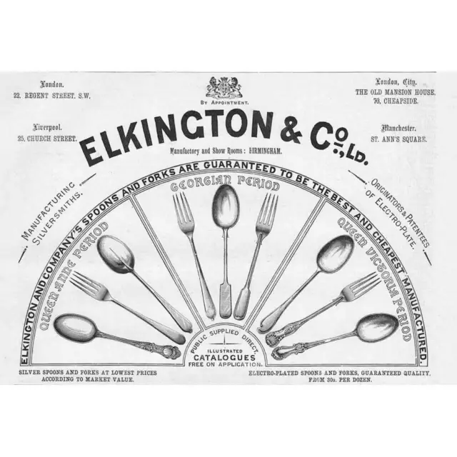 ELKINGTON & CO Cutlery Victorian Advertisement 1893